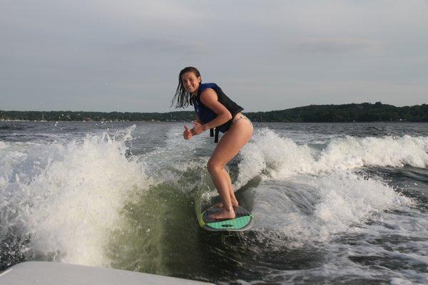 Wakesurfing in Cold Spring harbor