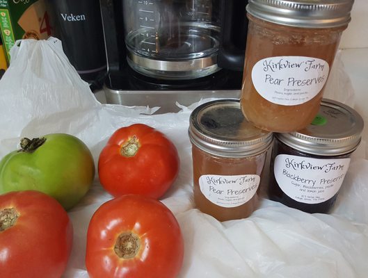 Today's haul, I'm a fiend for pear preserves ($5 ea).