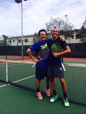 Julian Svitolin, pro tennis player and a coach with his pupil Alex, also a pro tennis player !