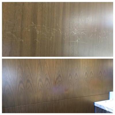 Millwork touch up Before and after