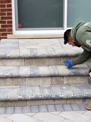 Bullnose Stoop Unilock's Brussels Block