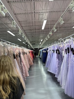 Huge selection!  This is the Size 2 aisle! Rows upon rows of dresses!