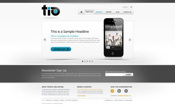 Home page design for our client Tio.