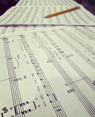 Sheet music preparation.