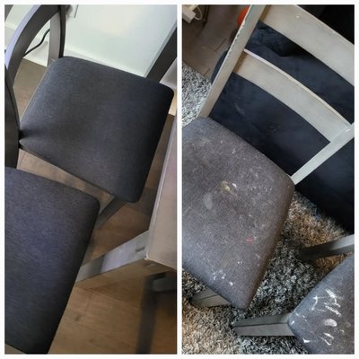 Dining chairs before and after cleaning.