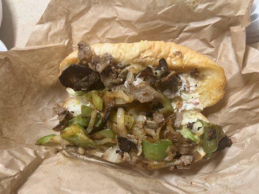 "Steak and cheese" sub.