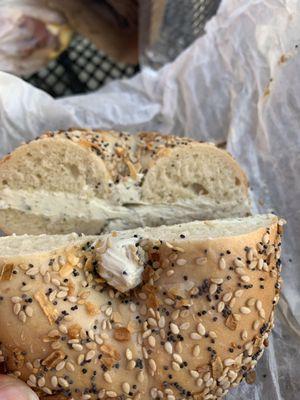 Everything bagel w/ sundried tomato & pesto cream cheese