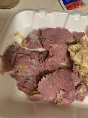 Corn beef from a Reuben Sandwich