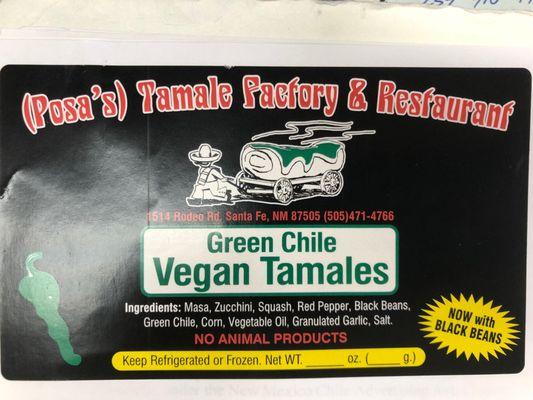 Vegan tamal. No animal product.