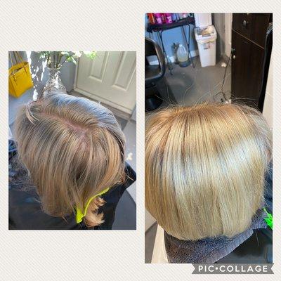 Before and after hair by Hallie.