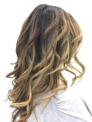 Balayage and soft curls