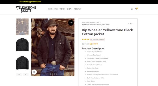 Get the iconic Yellowstone Rip Wheeler Jacket for just $119.99! Enjoy free worldwide shipping. Dont miss out, order now.