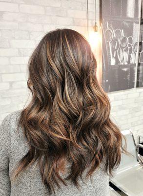 Caramel balayage + cut +style by Sofia