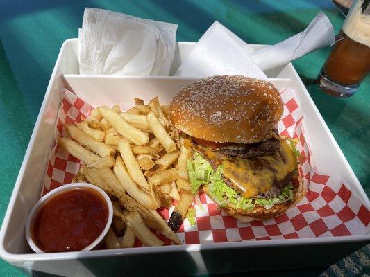 Wild burger with umami fries