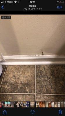 Hole from water damage in second bathroom