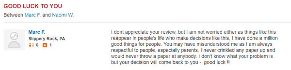 This is what happens when you leave a negative review for this place! The owner will harass you and negate you at every turn!