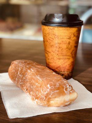 Original glazed long john and coffee