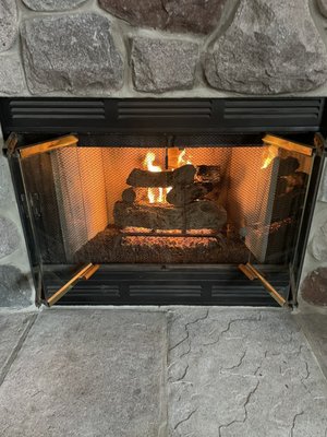 My glowing clean and safe fireplace in action