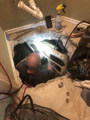 Slab leak repair