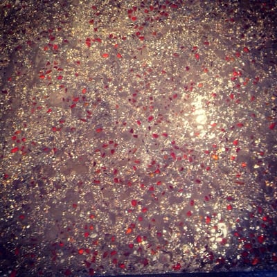 Start of concrete counters with recycled glass put in... Talk about impressive!